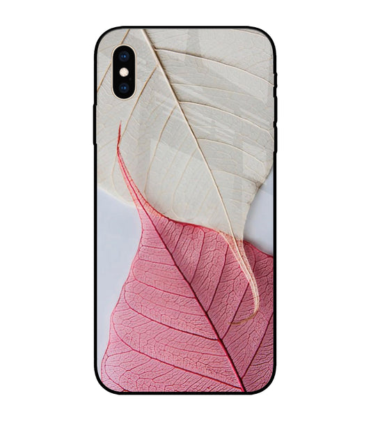 White Pink Leaf iPhone XS Max Glass Cover