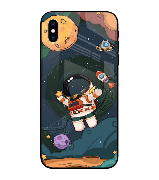 Cartoon Astronaut iPhone XS Max Glass Cover