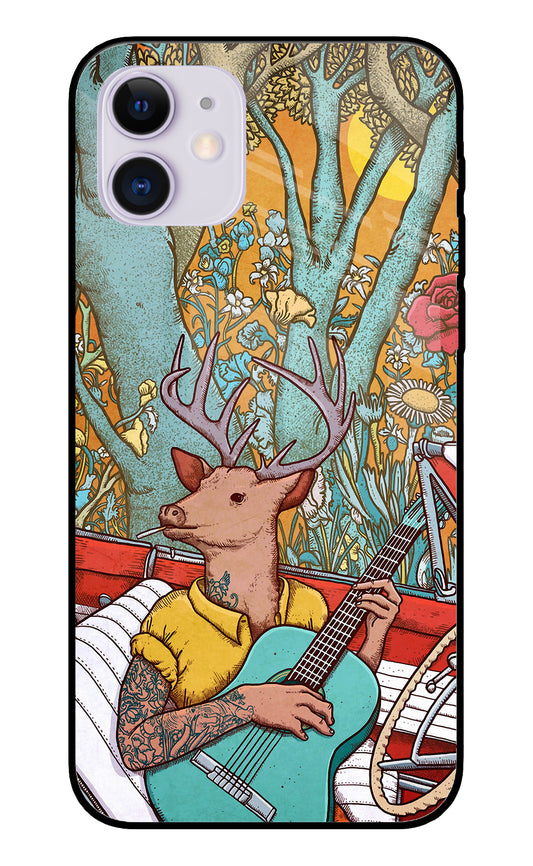 Deer Doodle Art iPhone 11 Glass Cover