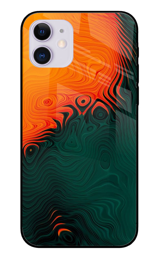 Orange Green Abstract Art iPhone 11 Glass Cover