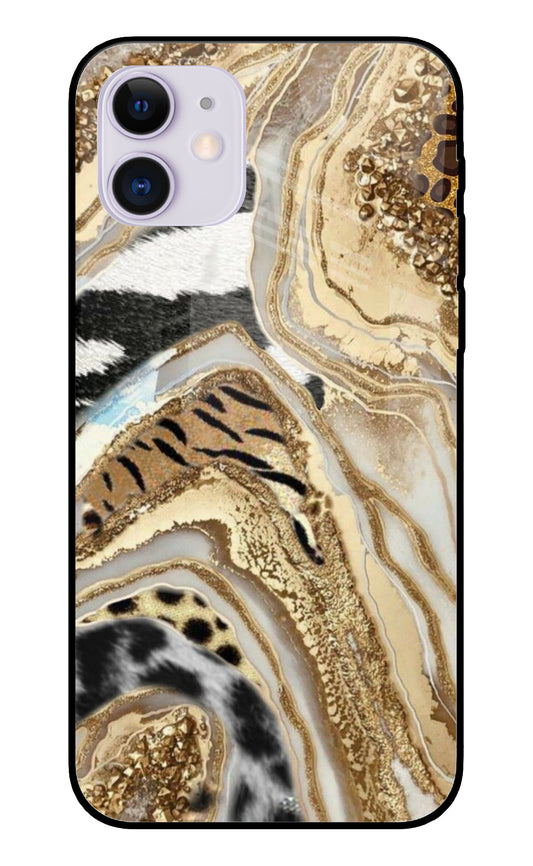 White Golden Resin Art iPhone 11 Glass Cover