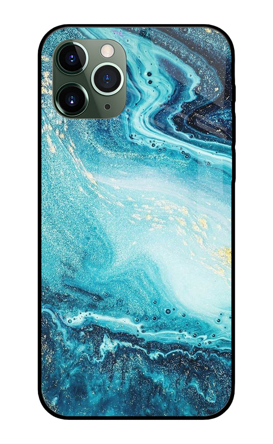 Blue Glitter Marble iPhone 11 Pro Max Glass Cover