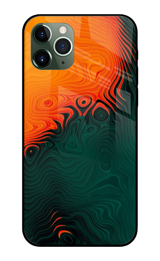 Orange Green Abstract Art iPhone 11 Pro Max Glass Cover