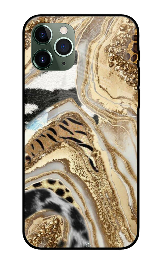 White Golden Resin Art iPhone 11 Pro Max Glass Cover
