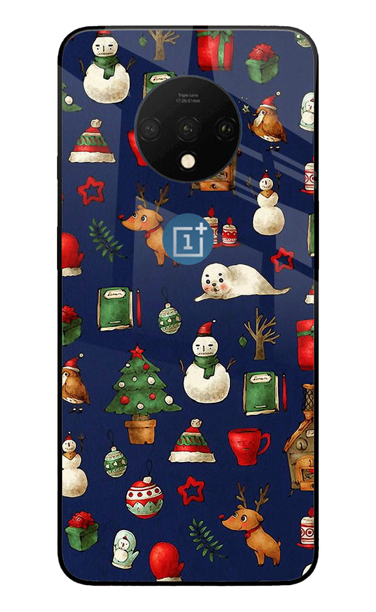Canvas Christmas Print Oneplus 7T Glass Cover