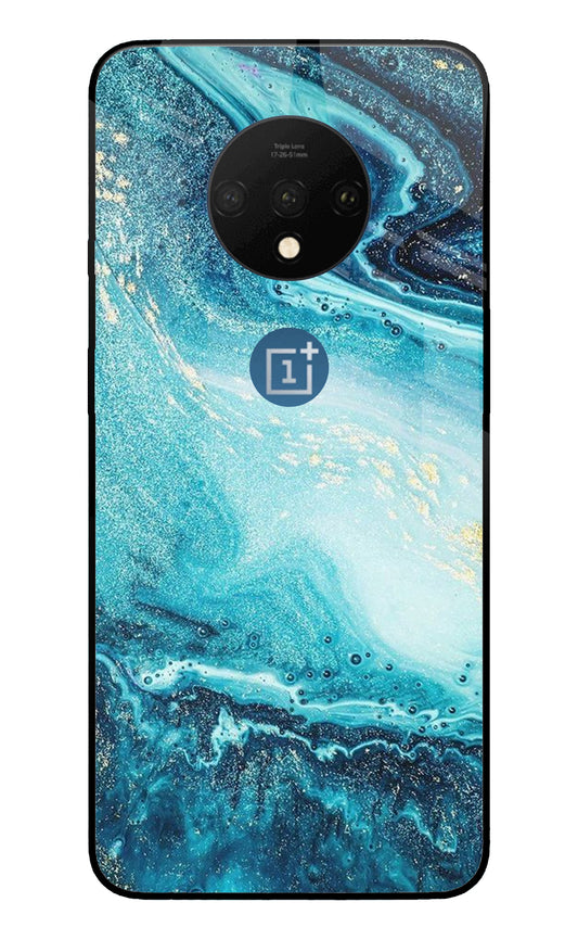 Blue Glitter Marble Oneplus 7T Glass Cover