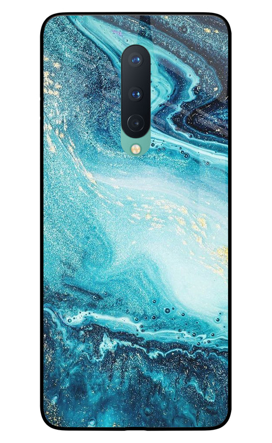 Blue Glitter Marble Oneplus 8 Glass Cover