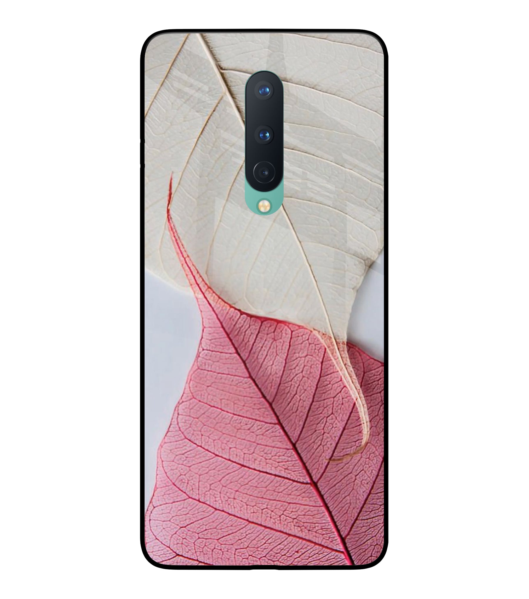 White Pink Leaf Oneplus 8 Glass Cover