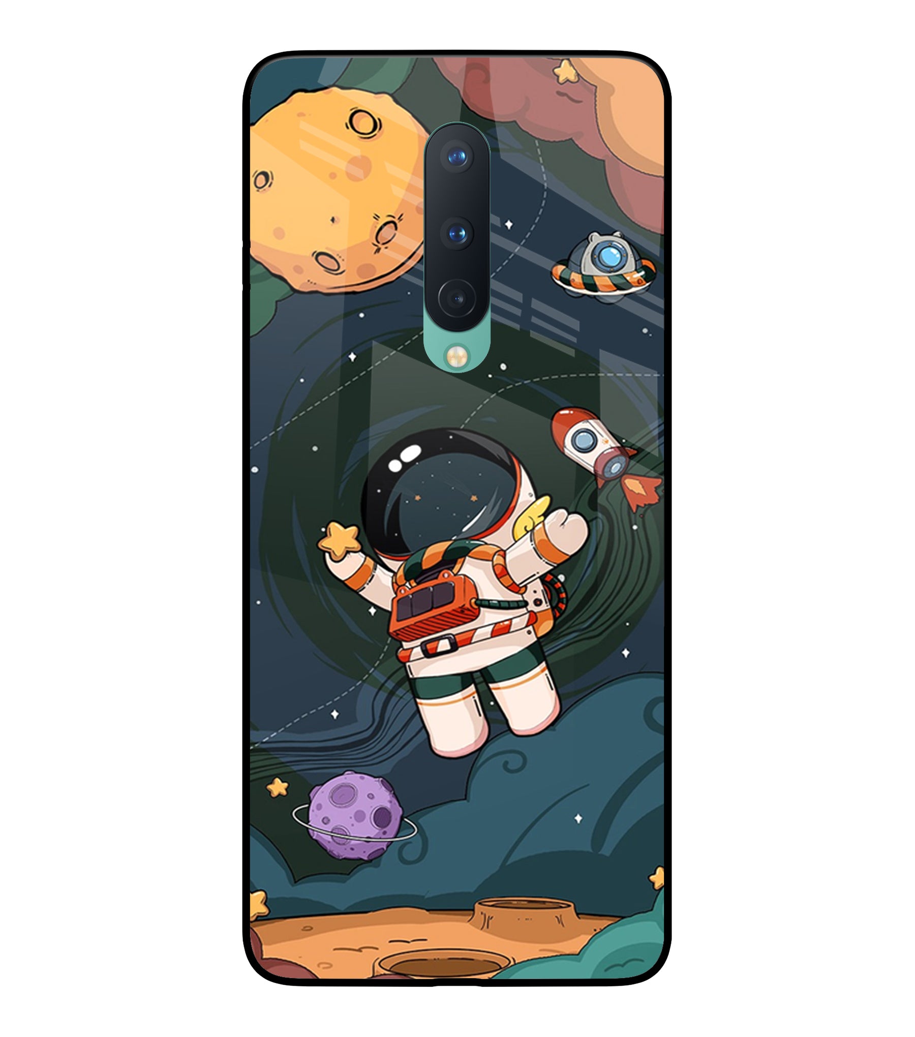 Cartoon Astronaut Oneplus 8 Glass Cover