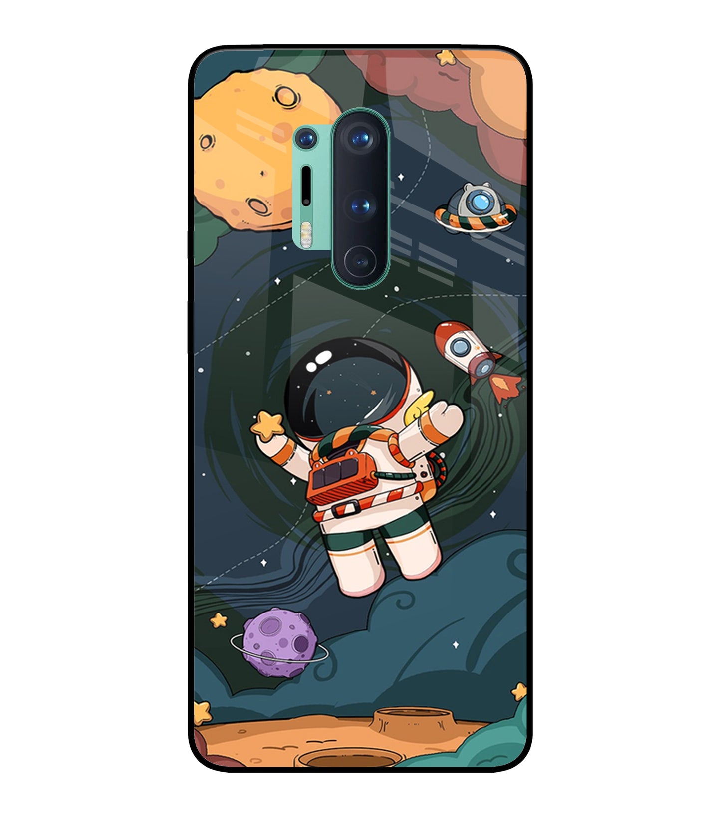 Cartoon Astronaut Oneplus 8 Pro Glass Cover