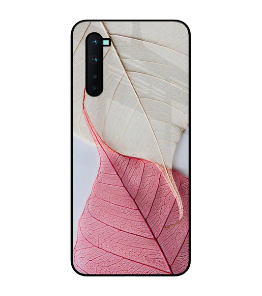 White Pink Leaf Oneplus Nord Glass Cover