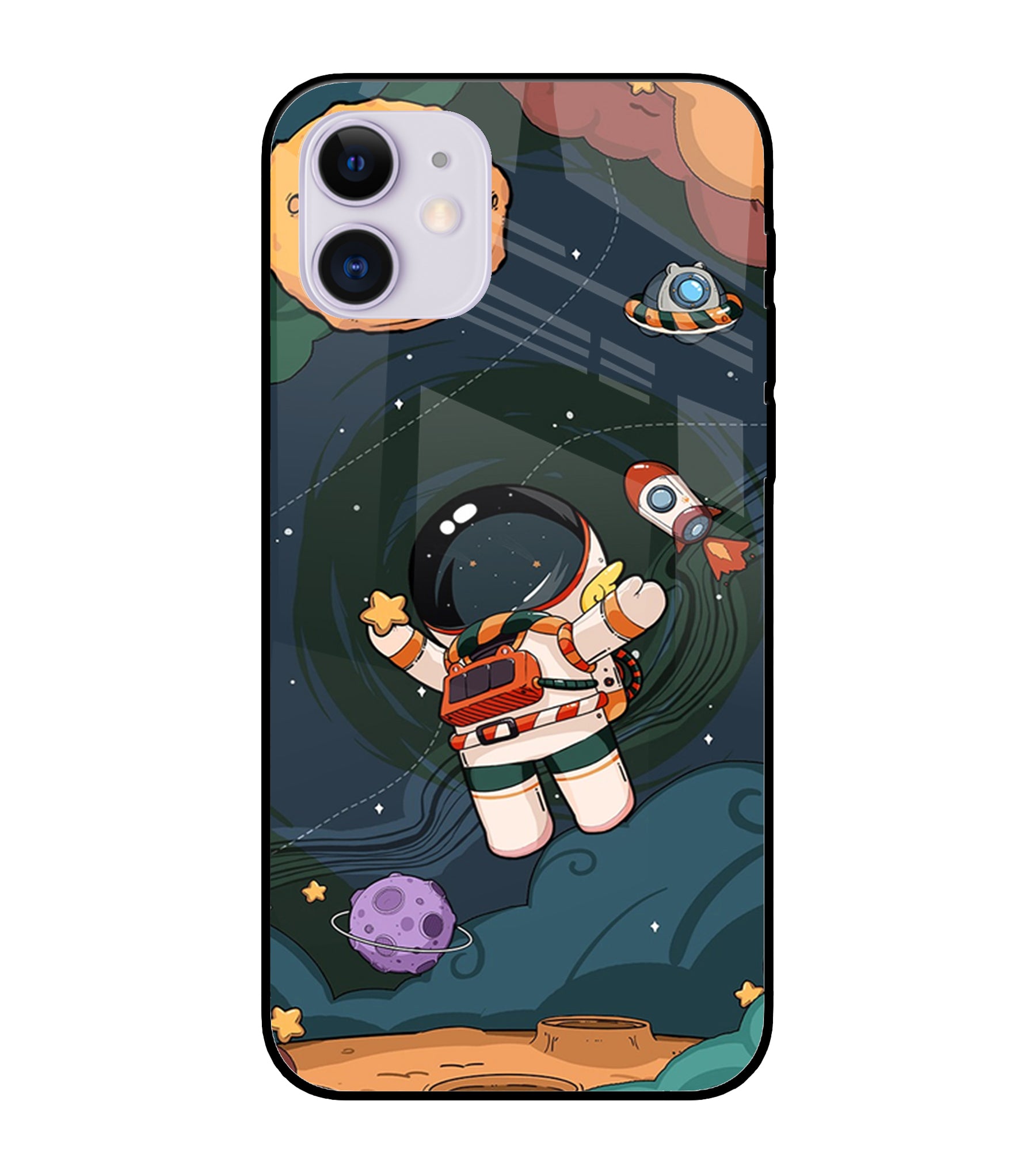 Cartoon Astronaut iPhone 12 Pro Glass Cover