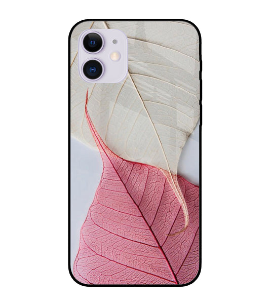 White Pink Leaf iPhone 12 Pro Max Glass Cover