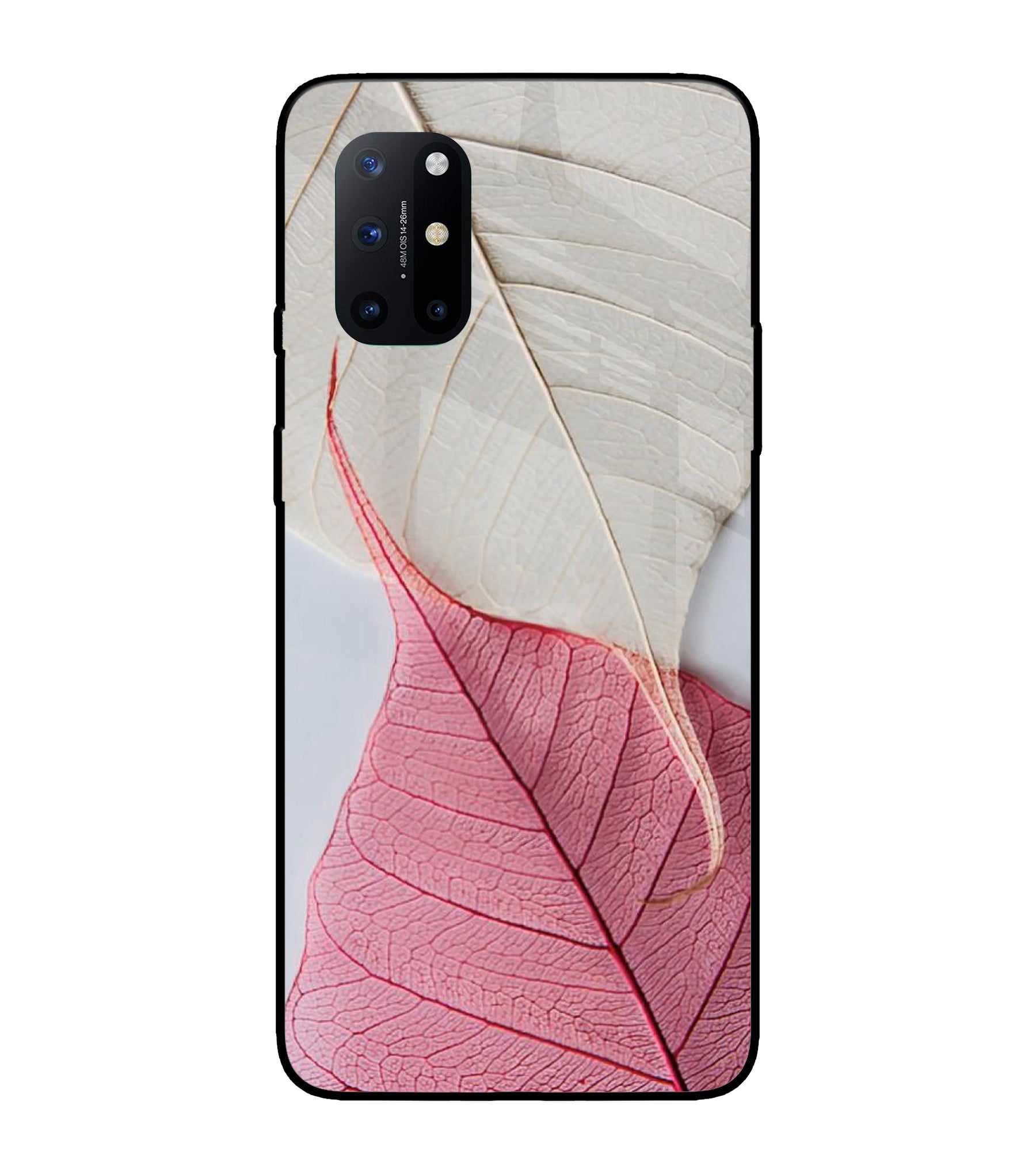 White Pink Leaf Oneplus 8T Glass Cover