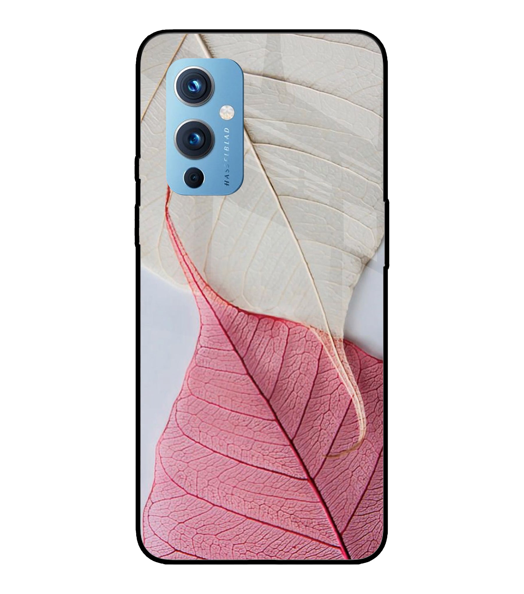 White Pink Leaf Oneplus 9 Glass Cover