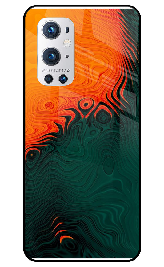 Orange Green Abstract Art Oneplus 9 Pro Glass Cover