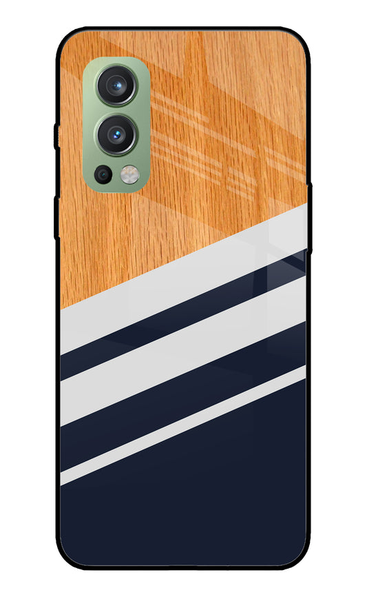 Black And White Wooden OnePlus Nord 2 5G Glass Cover