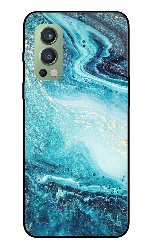 Blue Glitter Marble OnePlus Nord 2 5G Glass Cover