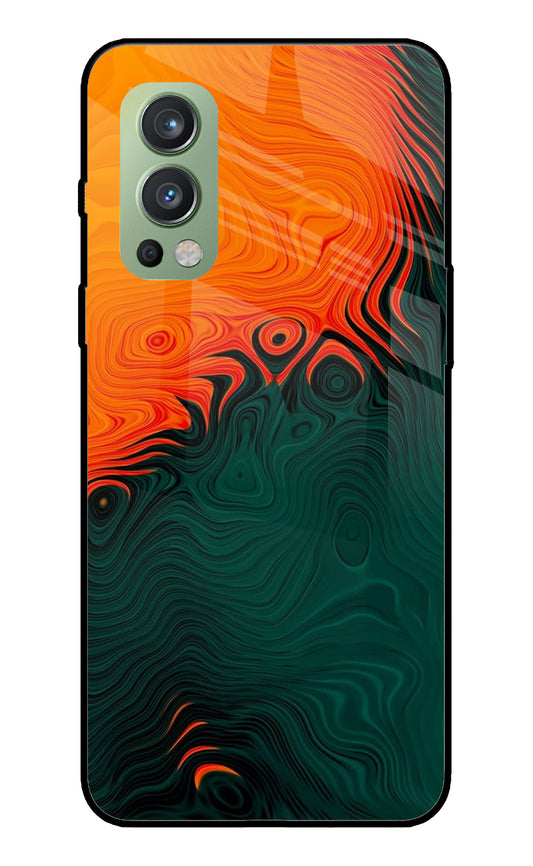 Orange Green Abstract Art OnePlus Nord 2 5G Glass Cover