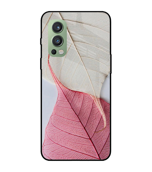 White Pink Leaf OnePlus Nord 2 5G Glass Cover