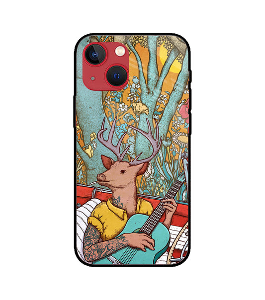 Deer Doodle Art iPhone 13 Mini Glass Cover