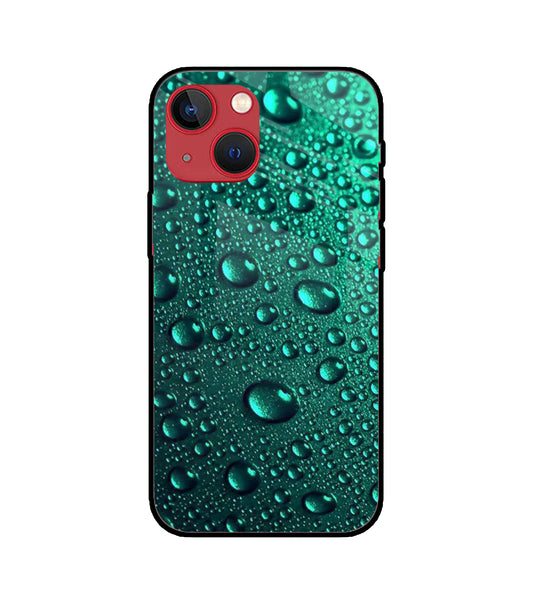 Green Water Drops iPhone 13 Mini Glass Cover