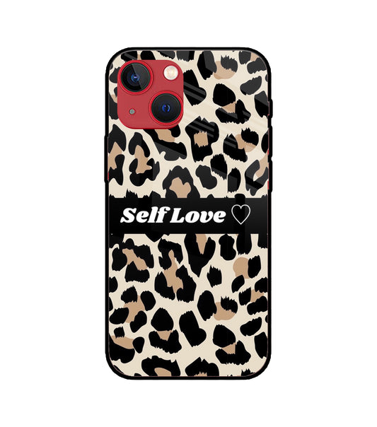 Leopard Print Self Love iPhone 13 Mini Glass Cover