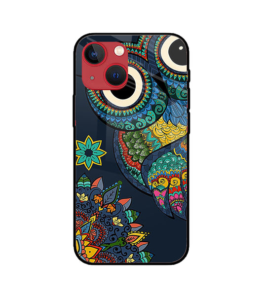 Abstract Owl Art iPhone 13 Mini Glass Cover
