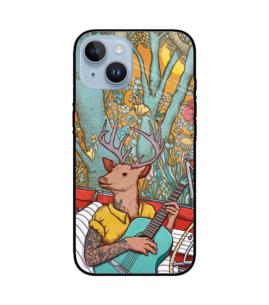 Deer Doodle Art iPhone 14 Glass Cover