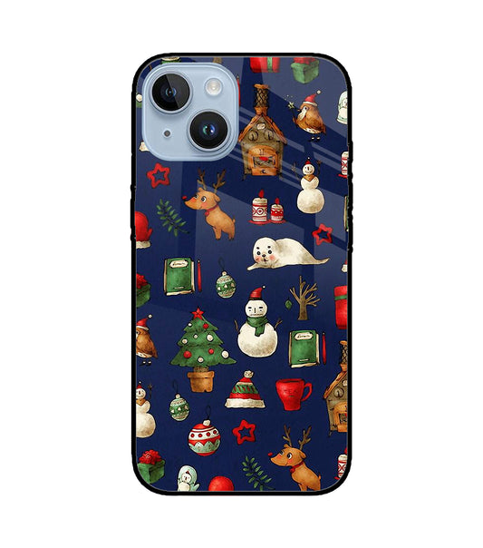 Canvas Christmas Print iPhone 14 Glass Cover