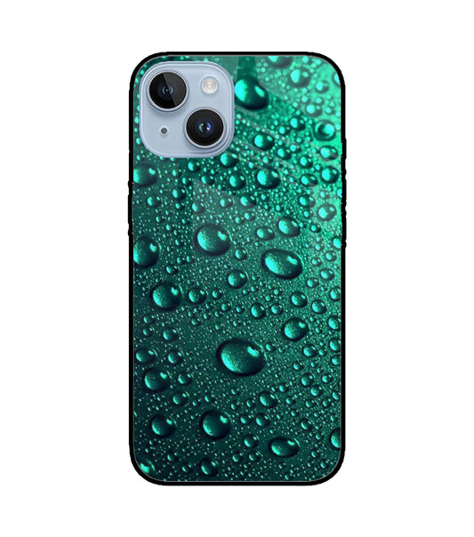 Green Water Drops iPhone 14 Glass Cover
