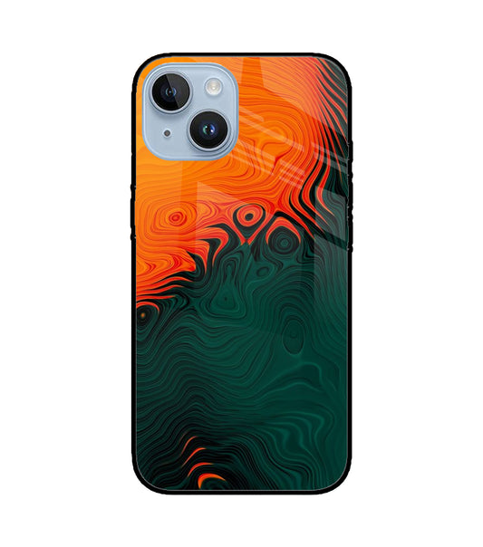 Orange Green Abstract Art iPhone 14 Glass Cover