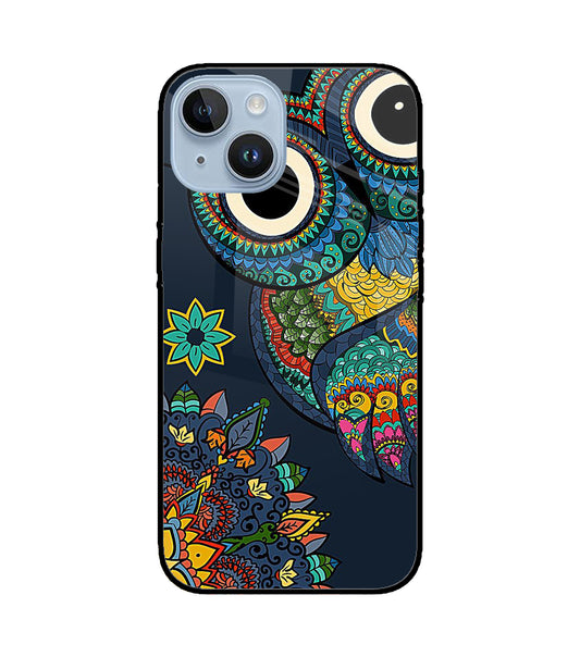 Abstract Owl Art iPhone 14 Glass Cover