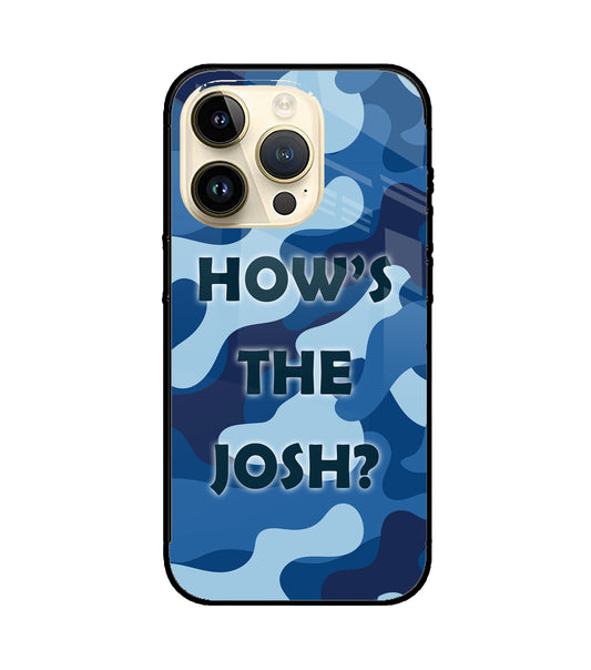 Camouflage Blue iPhone 14 Pro Glass Cover
