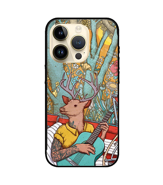 Deer Doodle Art iPhone 14 Pro Glass Cover