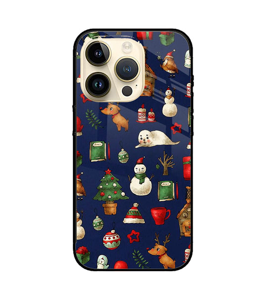 Canvas Christmas Print iPhone 14 Pro Glass Cover