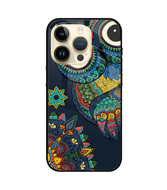 Abstract Owl Art iPhone 14 Pro Glass Cover