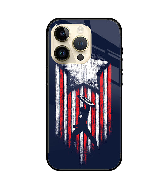 Captain America Marvel Art iPhone 14 Pro Glass Cover