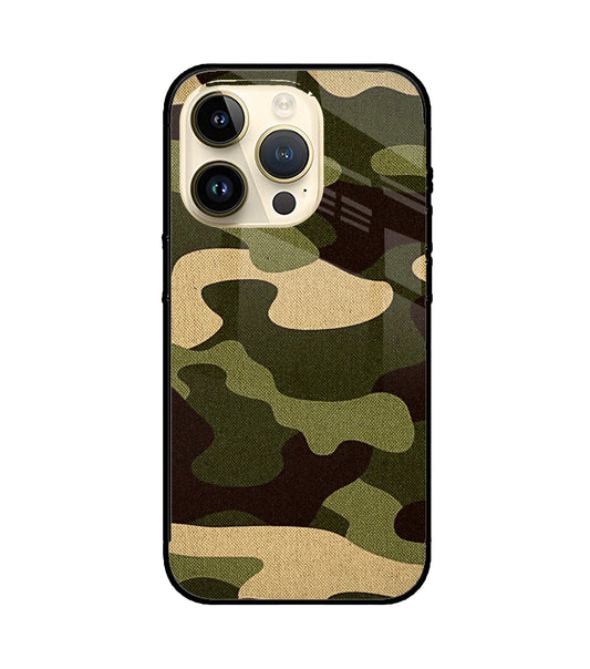 Camouflage Canvas iPhone 14 Pro Glass Cover