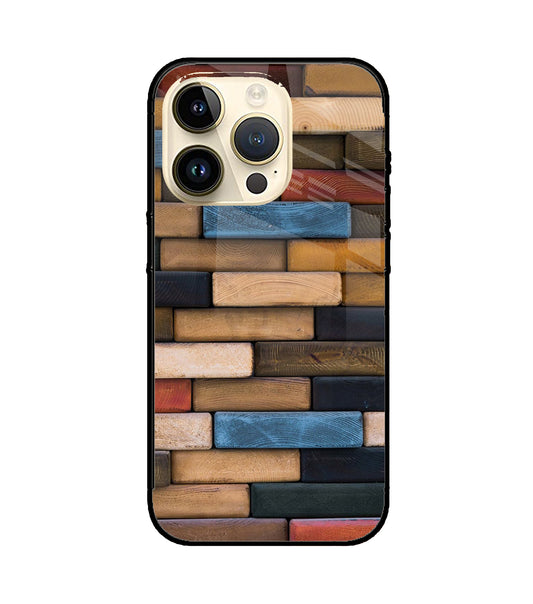 Colorful Wooden Bricks iPhone 14 Pro Glass Cover