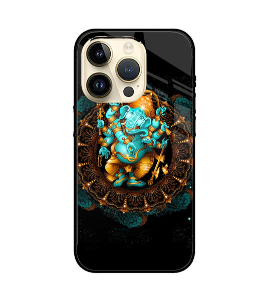 Lord Ganesha Art iPhone 14 Pro Glass Cover