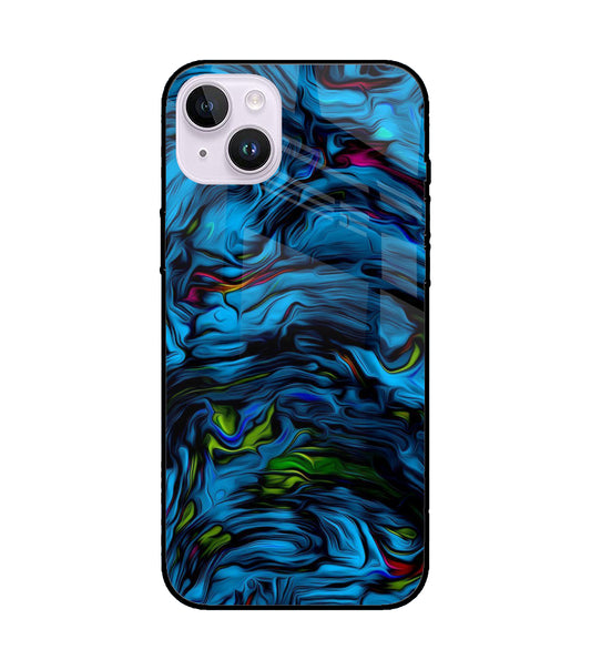 Dark Blue Abstract iPhone 15 Plus Glass Cover
