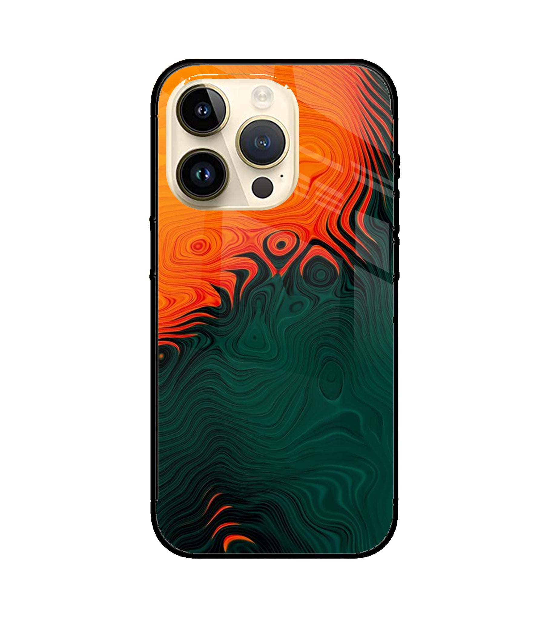 Orange Green Abstract Art iPhone 15 Pro Glass Cover