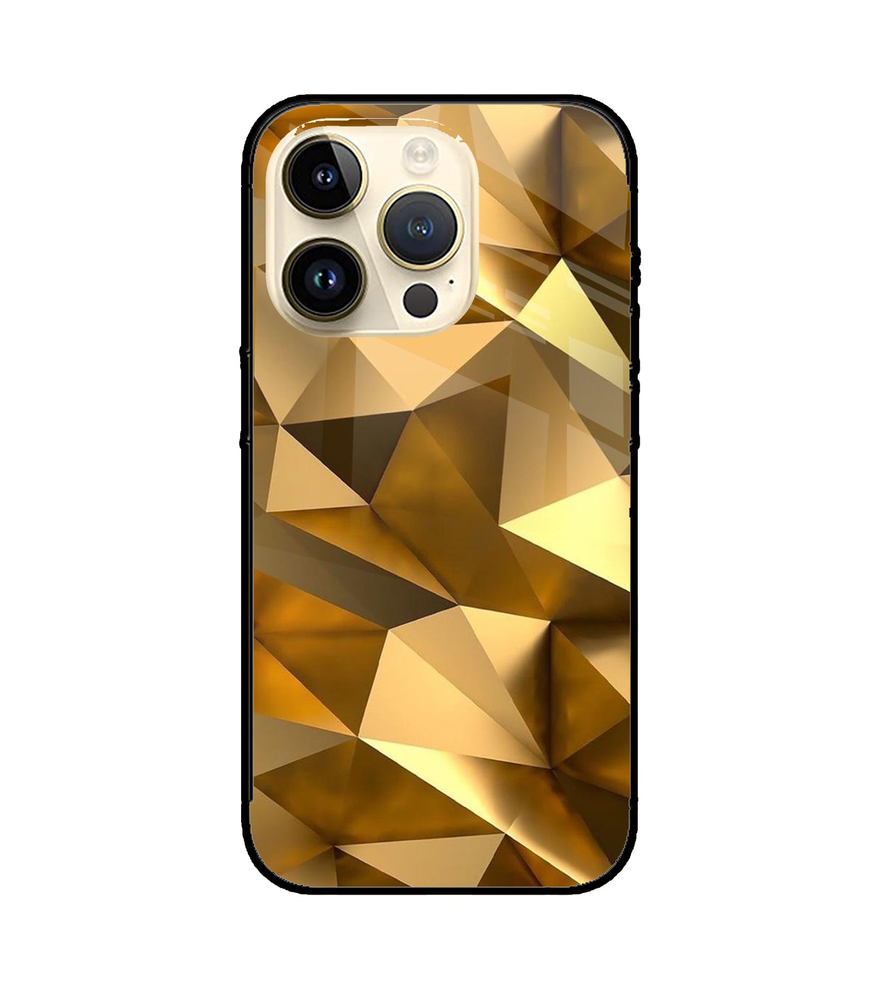 Golden Poly Art iPhone 15 Pro Glass Cover