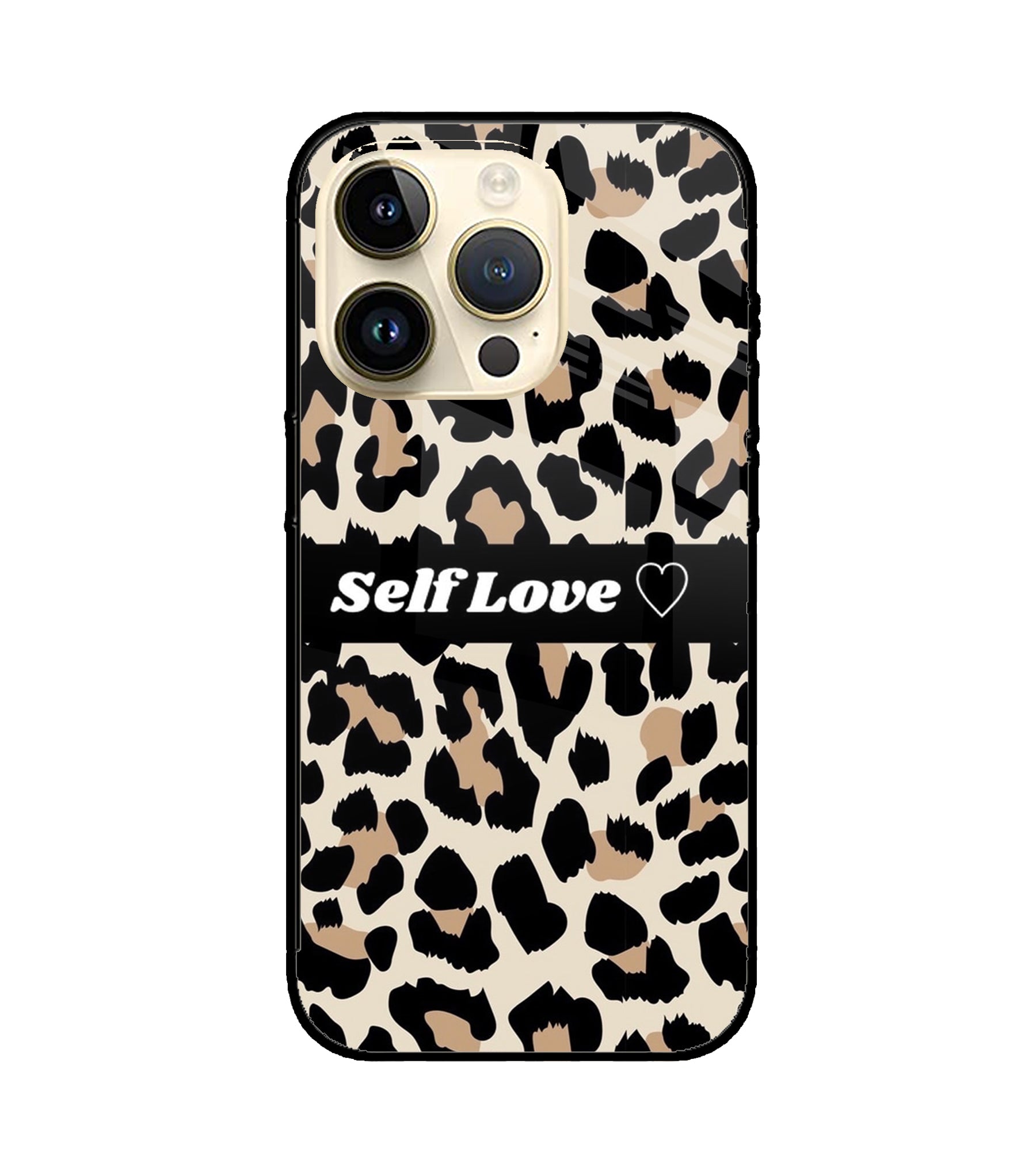 Leopard Print Self Love iPhone 15 Pro Glass Cover