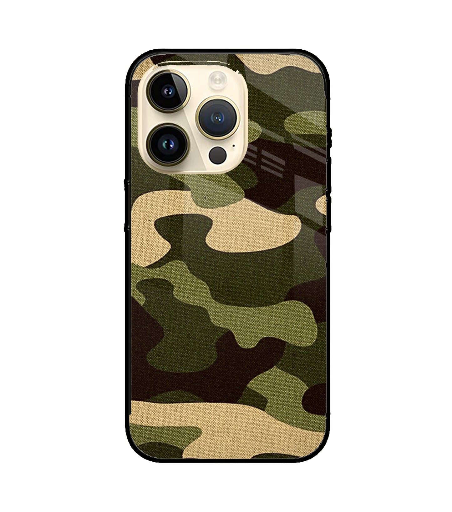 Camouflage Canvas iPhone 15 Pro Glass Cover