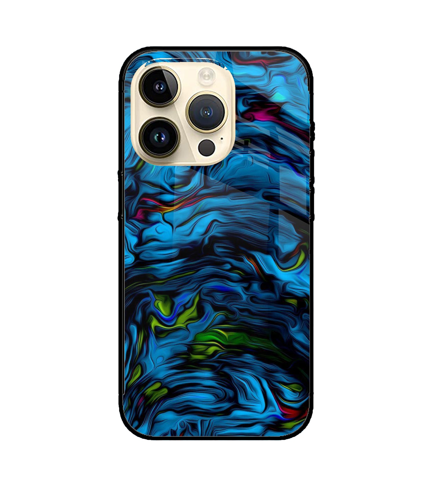 Dark Blue Abstract iPhone 15 Pro Glass Cover