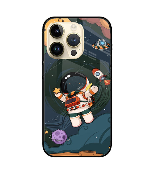 Cartoon Astronaut iPhone 15 Pro Glass Cover